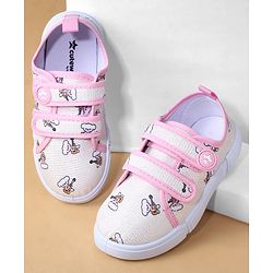 Cute Walk by Babyhug Casual Shoes with Velcro Closure & Teddy Print - Pink