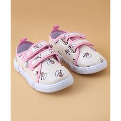 Cute Walk by Babyhug Casual Shoes with Velcro Closure & Teddy Print - Pink