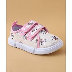 Cute Walk by Babyhug Casual Shoes with Velcro Closure & Teddy Print - Pink