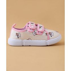 Cute Walk by Babyhug Casual Shoes with Velcro Closure & Teddy Print - Pink