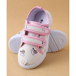 Cute Walk by Babyhug Casual Shoes with Velcro Closure & Teddy Print - Pink