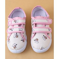 Cute Walk by Babyhug Casual Shoes with Velcro Closure & Teddy Print - Pink