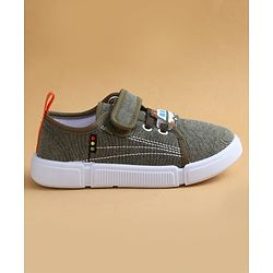 Cute Walk by Babyhug Casual Shoes with Velcro Closure & Vehicle Applique - Olive Green