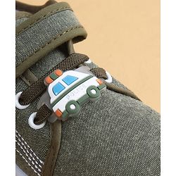 Cute Walk by Babyhug Casual Shoes with Velcro Closure & Vehicle Applique - Olive Green