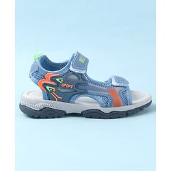 Cute Walk by Babyhug Sandals With Text Design & Velcro Closure - Blue