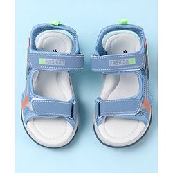 Cute Walk by Babyhug Sandals With Text Design & Velcro Closure - Blue