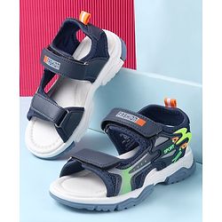 Cute Walk by Babyhug Sandals With Text Design & Velcro Closure - Navy Blue