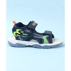 Cute Walk by Babyhug Sandals With Text Design & Velcro Closure - Navy Blue