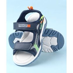 Cute Walk by Babyhug Sandals With Text Design & Velcro Closure - Navy Blue