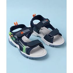 Cute Walk by Babyhug Sandals With Text Design & Velcro Closure - Navy Blue