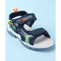 Cute Walk by Babyhug Sandals With Text Design & Velcro Closure - Navy Blue