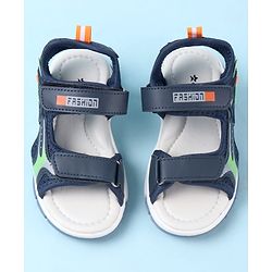Cute Walk by Babyhug Sandals With Text Design & Velcro Closure - Navy Blue