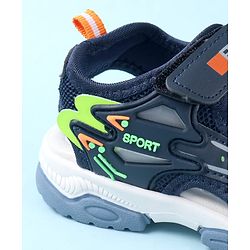 Cute Walk by Babyhug Sandals With Text Design & Velcro Closure - Navy Blue