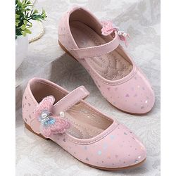 Cute Walk by Babyhug Velcro Closure Ballerina With Butterfly Applique - Pink