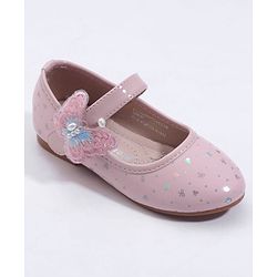 Cute Walk by Babyhug Velcro Closure Ballerina With Butterfly Applique - Pink