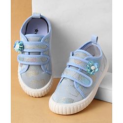 Cute Walk by Babyhug Casual Shoes with Velcro Closure And Sequin Flower Design - Blue