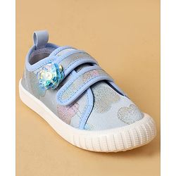 Cute Walk by Babyhug Casual Shoes with Velcro Closure And Sequin Flower Design - Blue