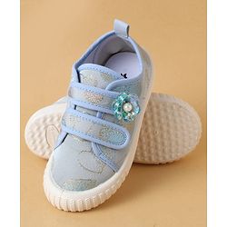 Cute Walk by Babyhug Casual Shoes with Velcro Closure And Sequin Flower Design - Blue