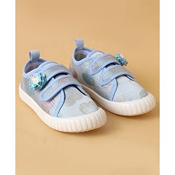 Cute Walk by Babyhug Casual Shoes with Velcro Closure And Sequin Flower Design - Blue