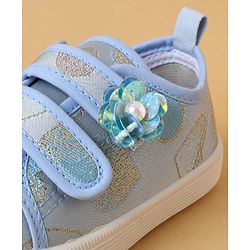 Cute Walk by Babyhug Casual Shoes with Velcro Closure And Sequin Flower Design - Blue