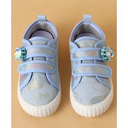 Cute Walk by Babyhug Casual Shoes with Velcro Closure And Sequin Flower Design - Blue