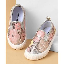 Cute Walk by Babyhug Casual Shoes With Sequin Detailing - Golden
