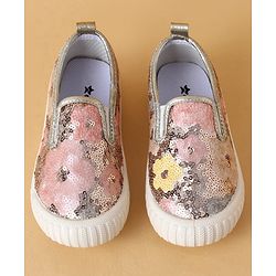 Cute Walk by Babyhug Casual Shoes With Sequin Detailing - Golden