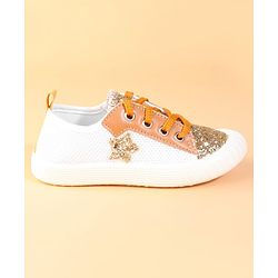Cute Walk by Babyhug Lace Up Casual Shoes With Star Applique - Golden
