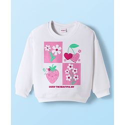 Babyhug Cotton Knit Full Sleeves Sweatshirt with Tropical Theme Print - White
