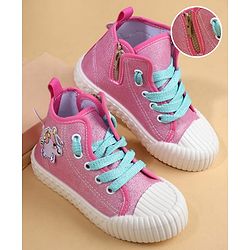 Cute Walk by Babyhug Casual Shoes with Zip Closure & Unicorn Applique - Pink