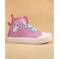 Cute Walk by Babyhug Casual Shoes with Zip Closure & Unicorn Applique - Pink