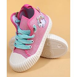 Cute Walk by Babyhug Casual Shoes with Zip Closure & Unicorn Applique - Pink