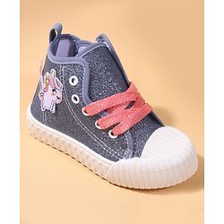 Cute Walk by Babyhug Casual Shoes with Zip Closure & Unicorn Applique - Pink
