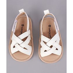Cute Walk by Babyhug Booties with Velcro Closure - White