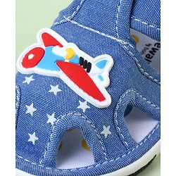 Cute Walk by Babyhug Sandals With Velcro Closure & Aeroplane Applique - Light Blue