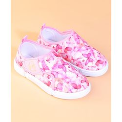 Cute Walk by Babyhug Velcro Closure Casual Shoes With Butterfly Print - Fuchsia