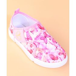 Cute Walk by Babyhug Velcro Closure Casual Shoes With Butterfly Print - Fuchsia