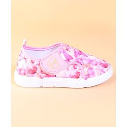 Cute Walk by Babyhug Velcro Closure Casual Shoes With Butterfly Print - Fuchsia