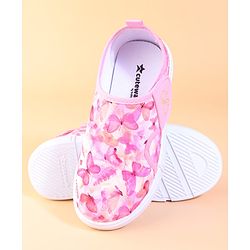 Cute Walk by Babyhug Velcro Closure Casual Shoes With Butterfly Print - Fuchsia