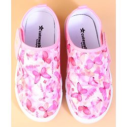 Cute Walk by Babyhug Velcro Closure Casual Shoes With Butterfly Print - Fuchsia