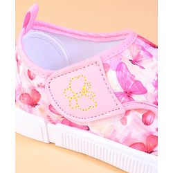 Cute Walk by Babyhug Velcro Closure Casual Shoes With Butterfly Print - Fuchsia