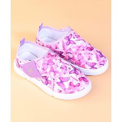 Cute Walk by Babyhug Velcro Closure Casual Shoes With Butterfly Print - Fuchsia