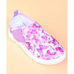 Cute Walk by Babyhug Velcro Closure Casual Shoes With Butterfly Print - Fuchsia