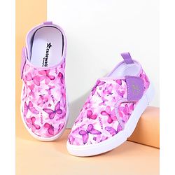 Cute Walk by Babyhug Velcro Closure Casual Shoes With Butterfly Print - Fuchsia