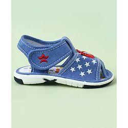 Cute Walk by Babyhug Velcro Closure Sandals with Star Print & Horse Applique - Light Blue