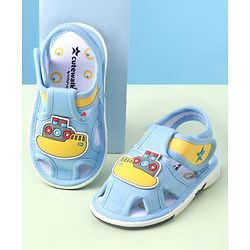 Cute Walk by Babyhug Velcro Closure Sandals with Ship Applique - Light Blue