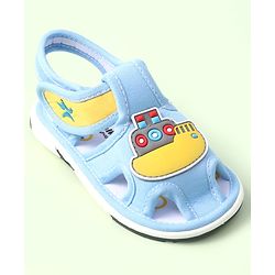 Cute Walk by Babyhug Velcro Closure Sandals with Ship Applique - Light Blue
