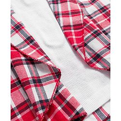 Babyhug 100% Cotton Knit Full Sleeves Top With Attached Checks Shrug - Red & White