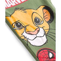 Babyhug Disney Single Jersey Knit Full Length Lounge Pant With Disney Character Graphics - Olive Green