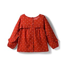 Babyhug 100% Cotton Woven Top with Polka Dot & Frill Detailing- Rust Orange